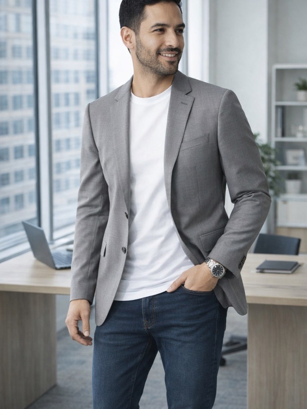 Hugo Boss Mens Slim Fit light Gray Blazer – Size 42R - in excellent condition